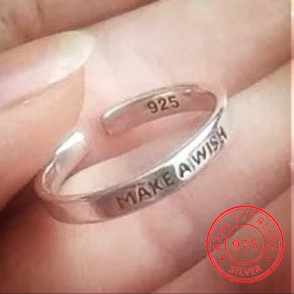 NEW! 925 Sterling Silver Adjustable “Make a Wish” Engraved Trendy Polished Ring! - Picture 2 of 7